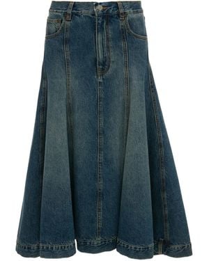Victoria Beckham Paneled Kick Flare Skirt - Blue