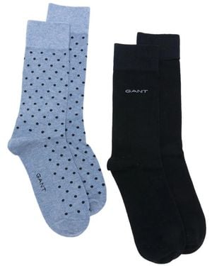 GANT Polka-Dot Logo-Print Socks - Blue