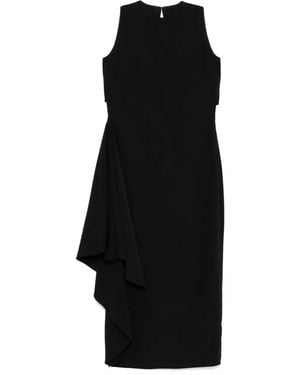 Amsale Kreppkleid mit Schmucksteinen - Schwarz