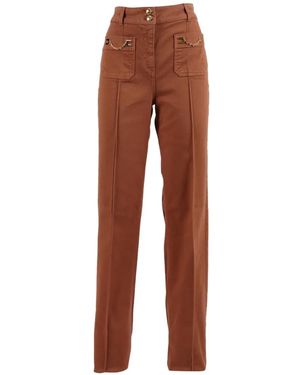 Elisabetta Franchi Chain-Detail Trousers - Brown