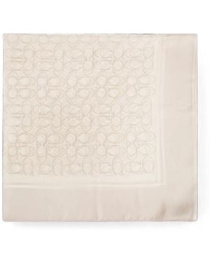 COACH Monogram-Print Silk Scarf - Natural