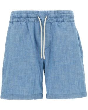 Portuguese Flannel Drawstring Chambray Shorts - Blue