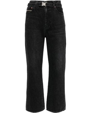Sacai Straight-Leg Belted Cropped Jeans - Black