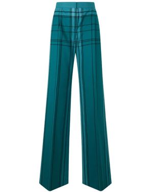 Alberta Ferretti Checked Wide-Leg Trousers - Blue