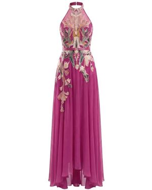 Saiid Kobeisy Vestido Largo Con Cuello Halter Y Bordado - Rosa