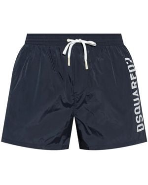 DSquared² Logo-Print Swim Shorts - Blue