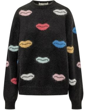 Fiorucci Jersey De Mezcla De Mohair Con Labios En Intarsia - Negro