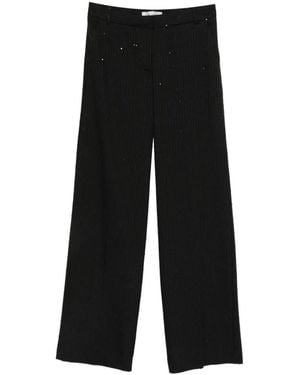 ERMANNO FIRENZE Crystal-Embellished Pinstripe Pants - Black