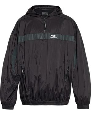 Balenciaga Logo-Print Lightweight Jacket - Blue