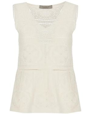 D.exterior Crochet-Knit Sleeveless Top - White