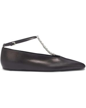 Jil Sander ビジュートリム フラットシューズ - ブラック