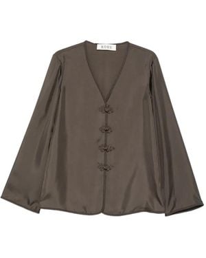 Rohe Pankou-Closure Silk Blouse - Brown