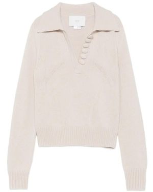 Vanisé Button-Detail Polo Sweater - White