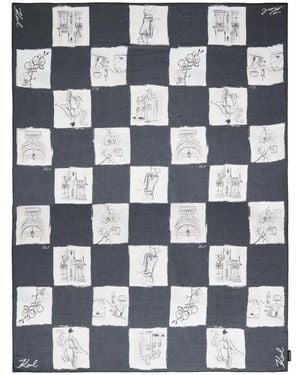 KARL LAGERFELD Sketch Checkerboard Scarf - Blue