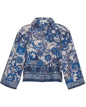 Cara Cara Floral-Print Button-Up Shirt - Blue