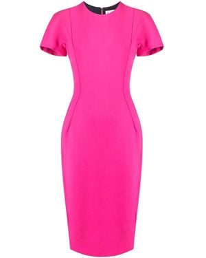 Victoria Beckham Short-Sleeve Tailored Midi Dress - Pink