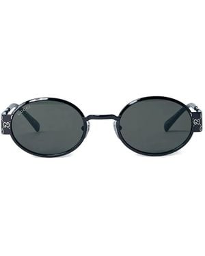 Gucci Monogram Oval-Frame Sunglasses - Black
