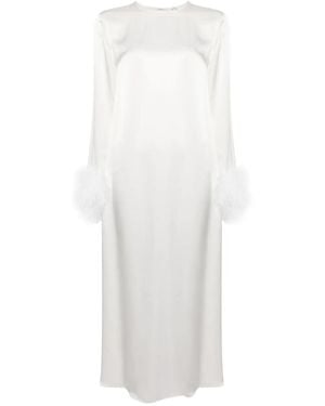 Sleeper Feather-Trimmed Viscose Midi Dress - White