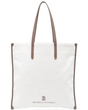Brunello Cucinelli ロゴ トートバッグ - ホワイト