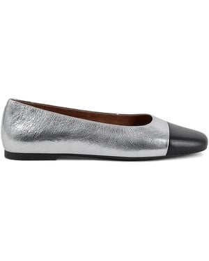Vagabond Shoemakers Jolin Metallic Leather Ballet Flats - Grey