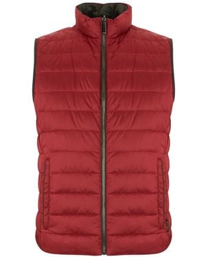 Moorer Lightweight Quilted Zip-Up Gilet - Red