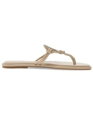 Guess Crystal-Embellished Logo-Plaque Sandals - Natural