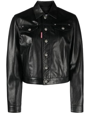 DSquared² Einreihiger Lederblazer - Schwarz