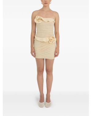 Maygel Coronel Floral-Appliqué Ruched Mini Skirt - Natural