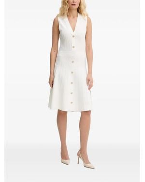Guess Ribbed-Knit Button-Down Midi Dress - White