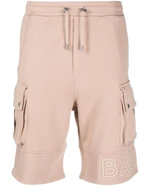 Balmain Embossed Reflect Cargo Shorts - Natural