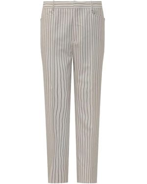 Tom Ford Striped Wool Tailored Trousers - Grey