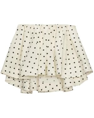MSGM Polka-Dot Tiered Top - White