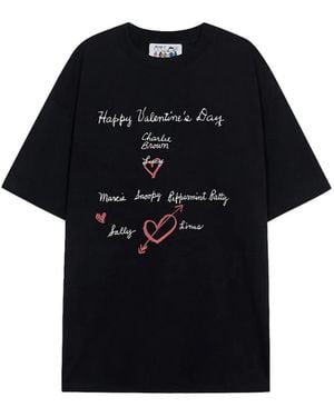 Marge Sherwood X Peanuts Lettering-Print T-Shirt - Black