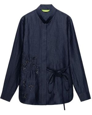 Shanghai Tang Tie-Detail Shirt - Blue