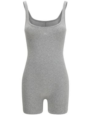 Marine Serre Moon-Logo Playsuit - Grey