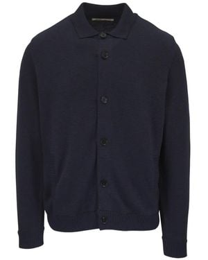 Maurizio Baldassari Ribbed-Knit Button-Up Jacket - Blue
