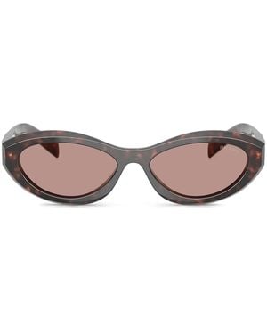 Prada Tortoiseshell-Effect Oval Sunglasses - Brown