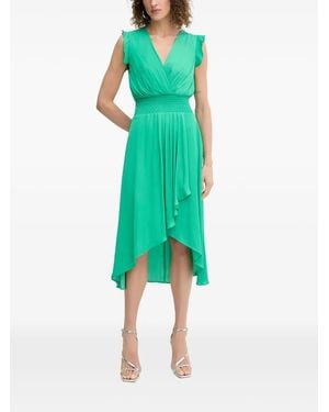 Morgan Vestido Con Volantes En La Manga Y Cintura Fruncida - Verde