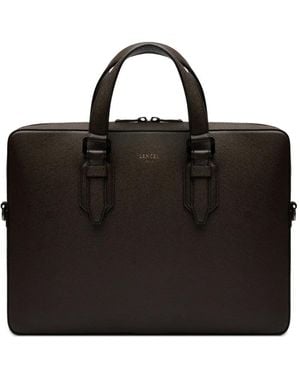 Lancel Charlie Textured Leather Briefcase - Black