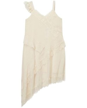B+ AB Asymmetric Lace-Trimmed Dress - White