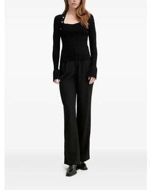 The Kooples Button-Detailed Ribbed-Knit Jumper - Black
