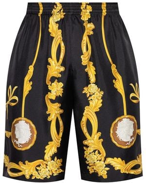 Versace Cameo Silk Shorts - Blue