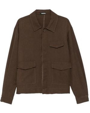 Imperial Button-Up Flap-Pocket Shirt Jacket - Brown