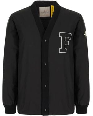 Moncler Embroidered-Logo Jacket - Black
