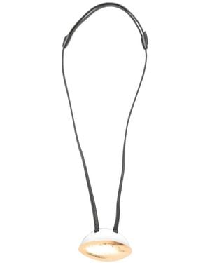 Monies Circular-Pendant Cord Necklace - White