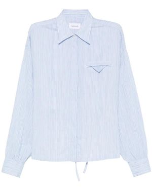 AMISH Striped Tie-Fastening Shirt - White