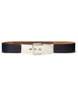 Ralph Lauren Letter-Opener Buckle Calfskin Belt - White
