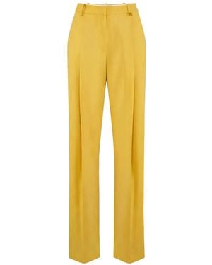 Elisabetta Franchi Logo-Charm Pleated Pants - Yellow