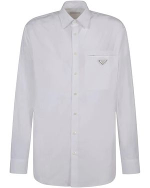 Prada Button-Up Long-Sleeve Shirt - White
