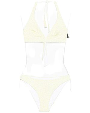 Fisico Polka-Dot Halter-Neck Bikini - White